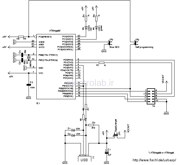 USBASP پروگرمر AVR usbasp-circuit